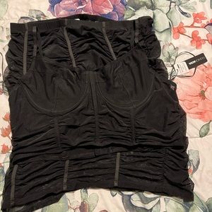 Mesh Crop and skirt set